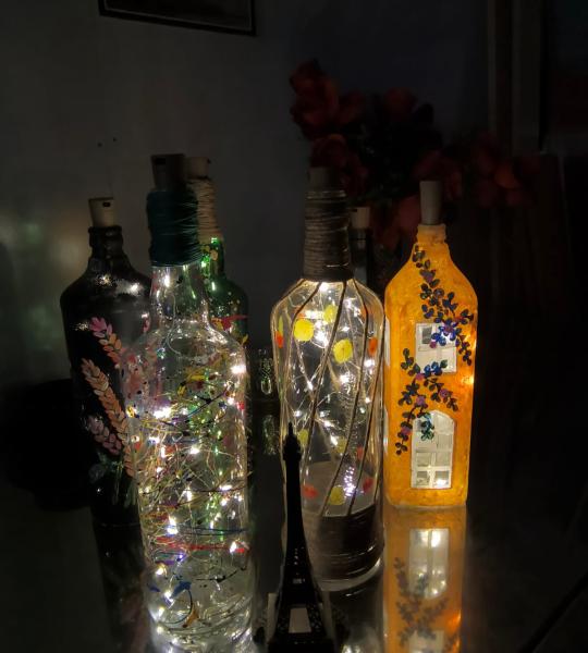 Hand-Painted Floral Bottle